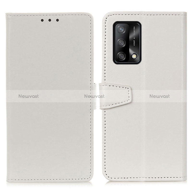 Leather Case Stands Flip Cover Holder A06D for Oppo F19s White