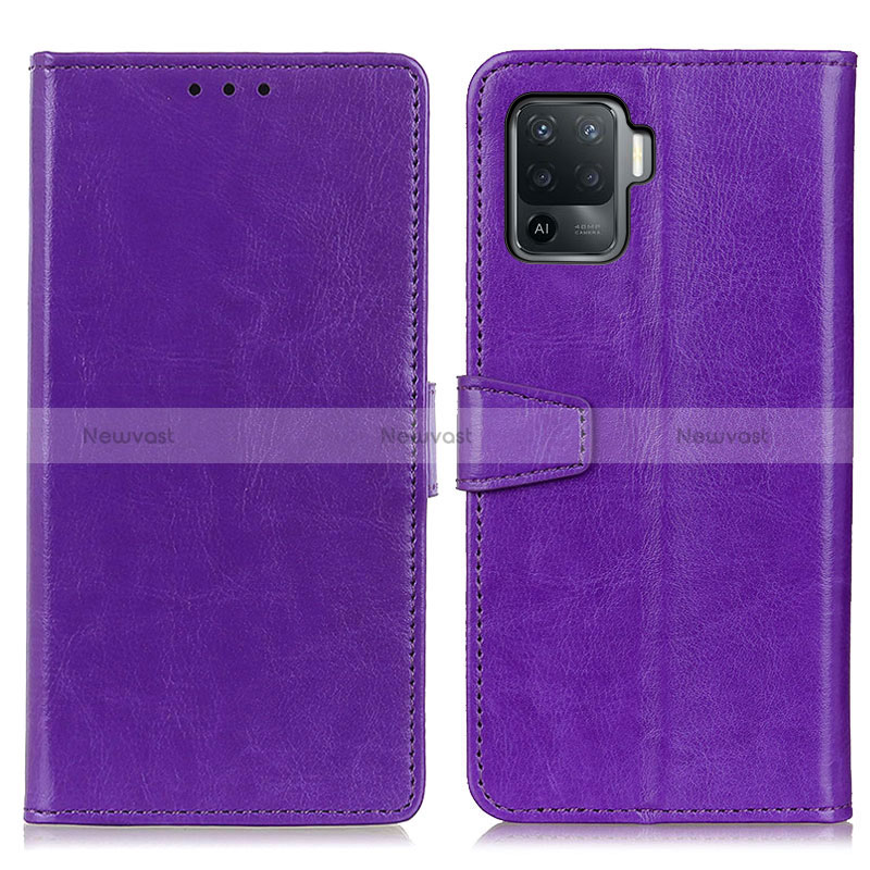 Leather Case Stands Flip Cover Holder A06D for Oppo Reno5 F Purple