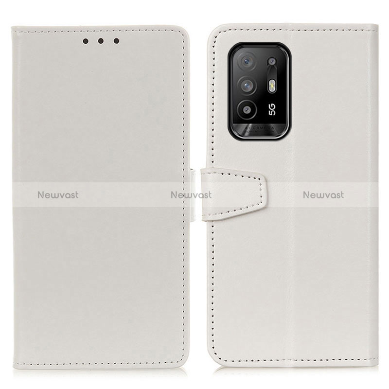 Leather Case Stands Flip Cover Holder A06D for Oppo Reno5 Z 5G White