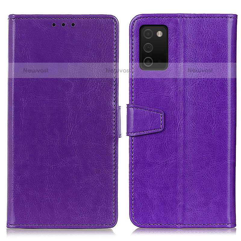 Leather Case Stands Flip Cover Holder A06D for Samsung Galaxy A02s Purple