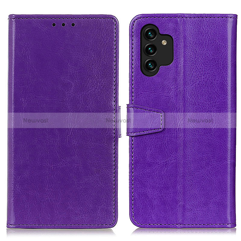 Leather Case Stands Flip Cover Holder A06D for Samsung Galaxy A13 4G Purple