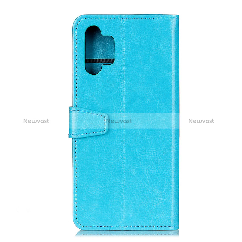 Leather Case Stands Flip Cover Holder A06D for Samsung Galaxy A32 4G Sky Blue