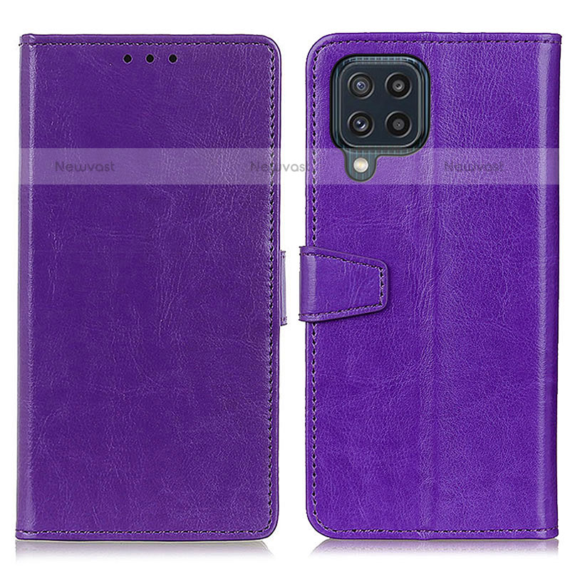 Leather Case Stands Flip Cover Holder A06D for Samsung Galaxy M32 4G Purple