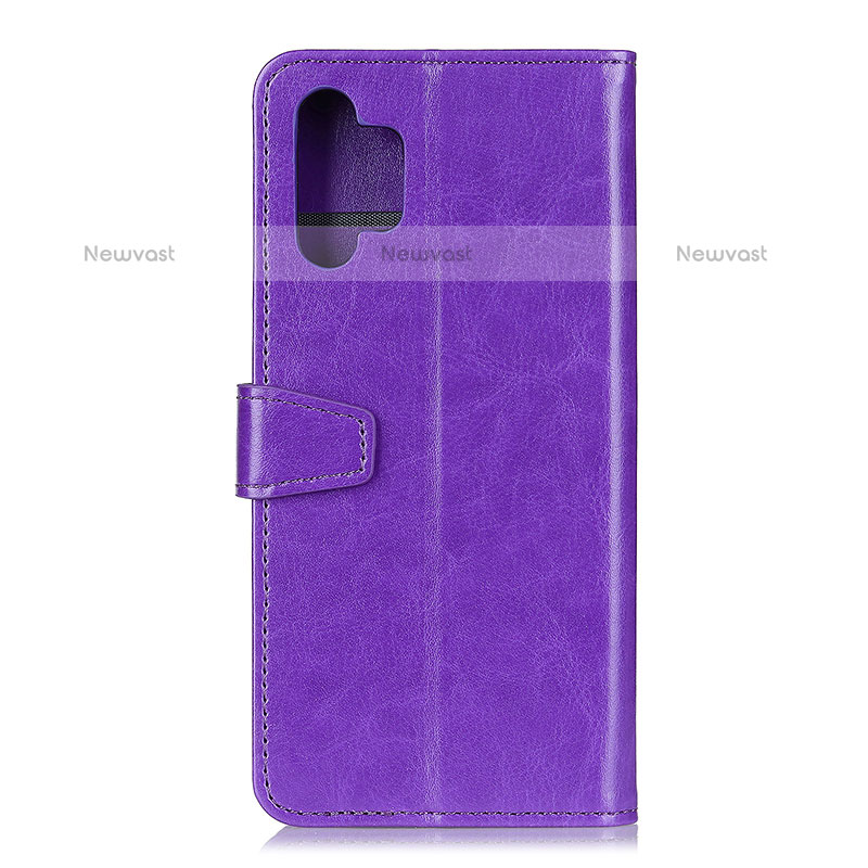 Leather Case Stands Flip Cover Holder A06D for Samsung Galaxy M32 5G Purple