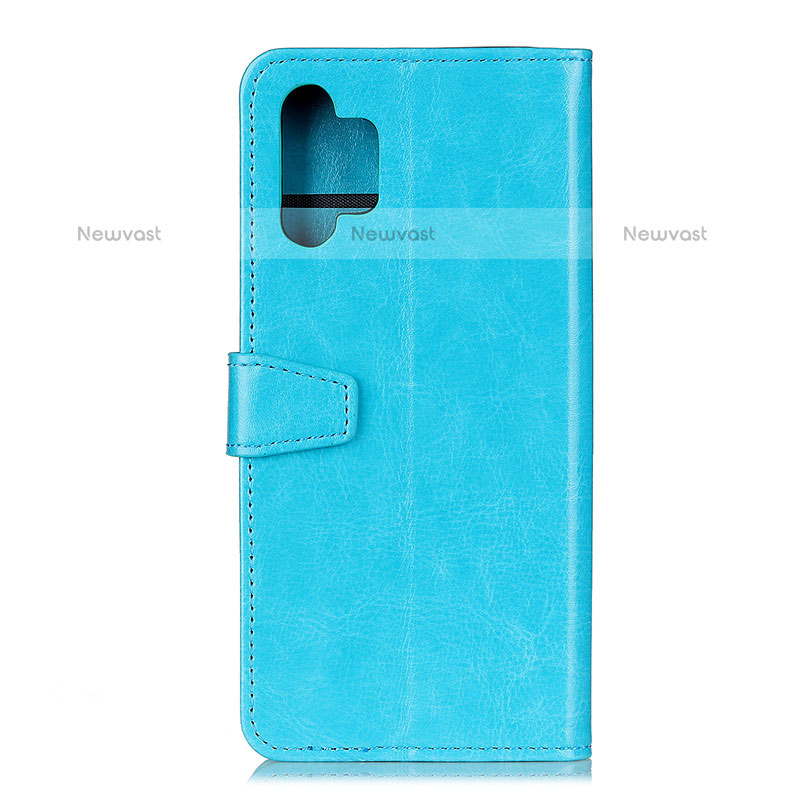 Leather Case Stands Flip Cover Holder A06D for Samsung Galaxy M32 5G Sky Blue