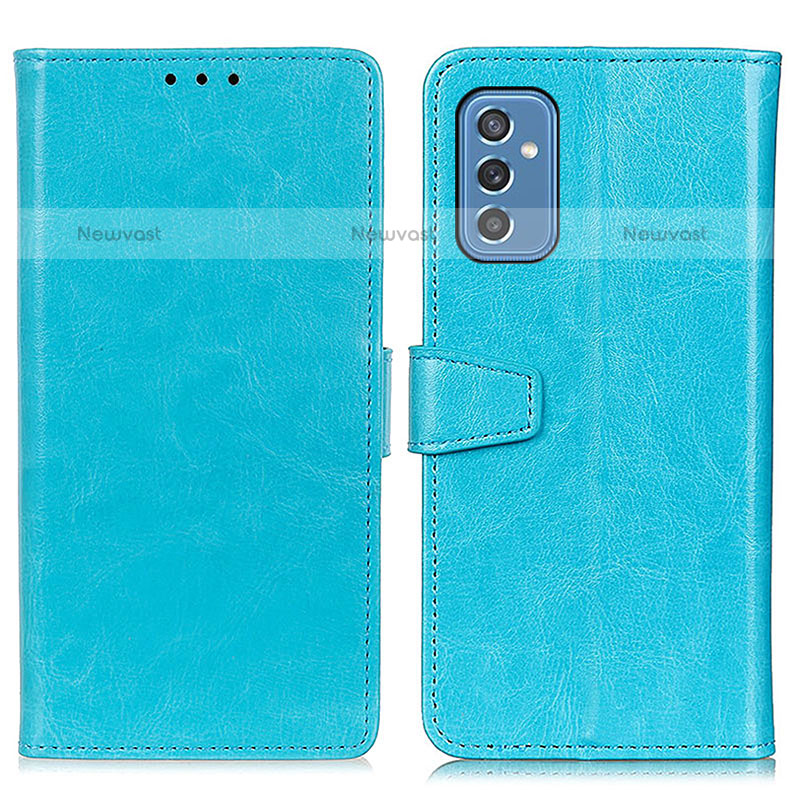 Leather Case Stands Flip Cover Holder A06D for Samsung Galaxy M52 5G Sky Blue