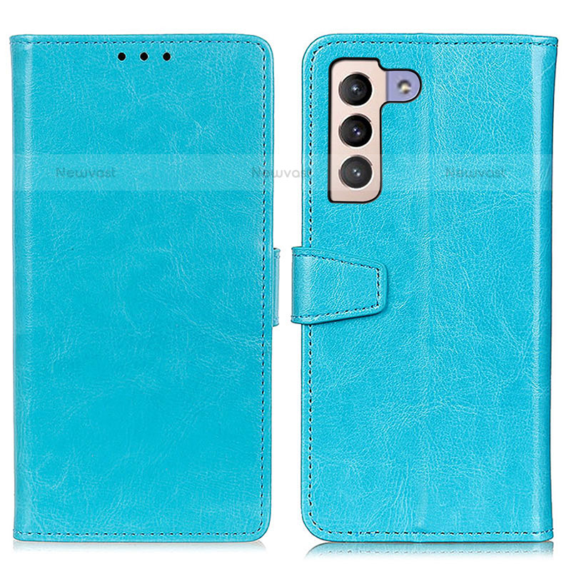 Leather Case Stands Flip Cover Holder A06D for Samsung Galaxy S21 Plus 5G Sky Blue