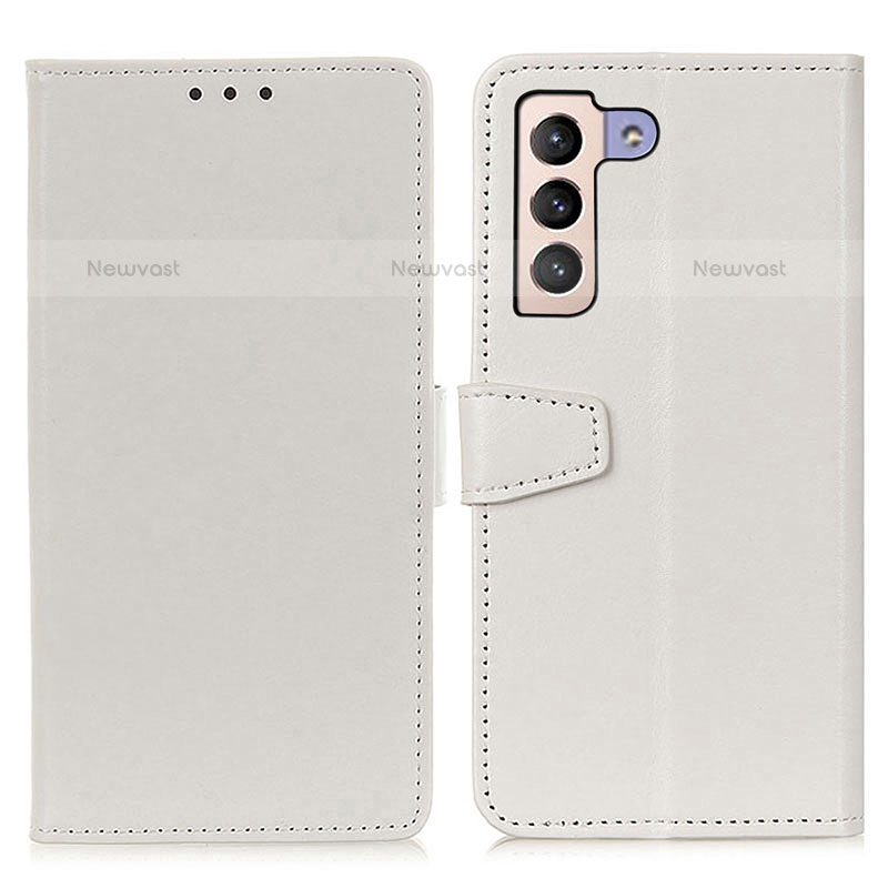 Leather Case Stands Flip Cover Holder A06D for Samsung Galaxy S21 Plus 5G White