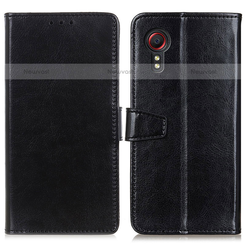 Leather Case Stands Flip Cover Holder A06D for Samsung Galaxy XCover 5 SM-G525F Black