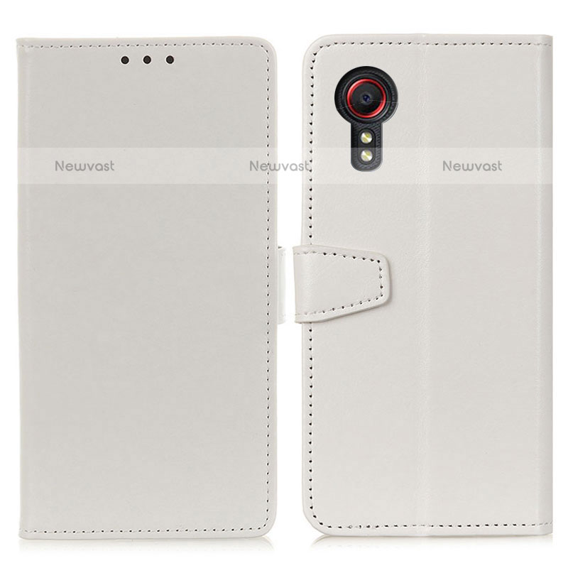 Leather Case Stands Flip Cover Holder A06D for Samsung Galaxy XCover 5 SM-G525F White