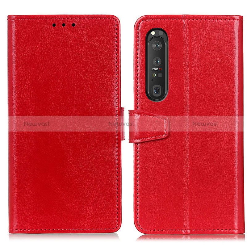 Leather Case Stands Flip Cover Holder A06D for Sony Xperia 1 III Red