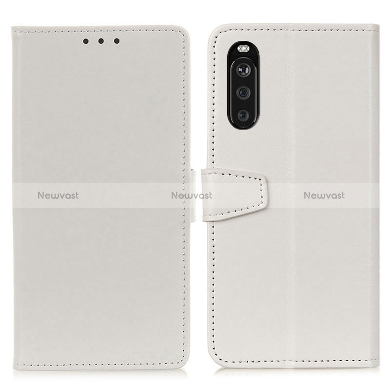 Leather Case Stands Flip Cover Holder A06D for Sony Xperia 10 III SOG04 White