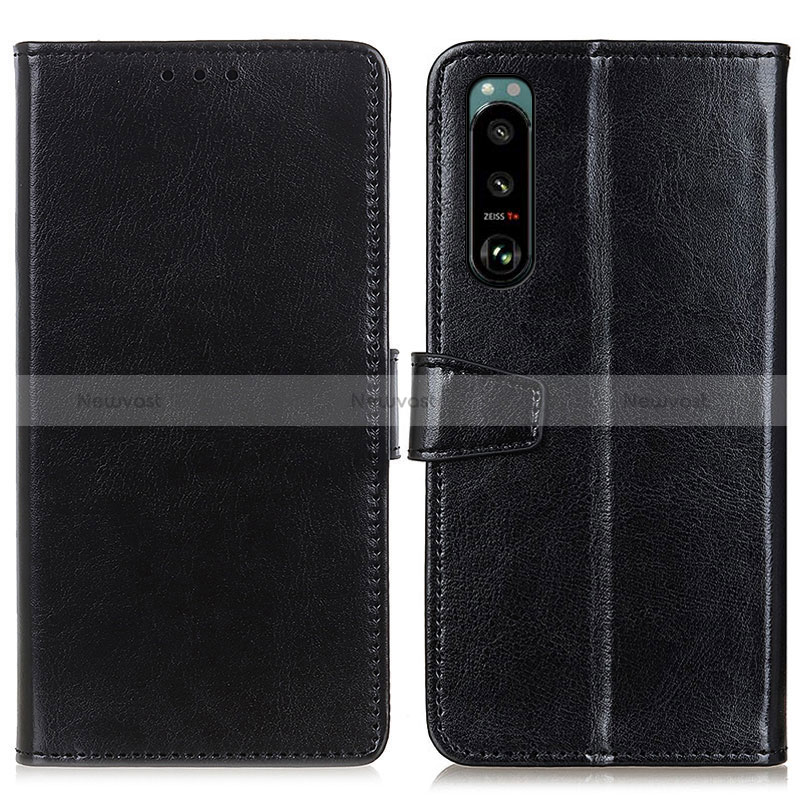 Leather Case Stands Flip Cover Holder A06D for Sony Xperia 5 III SO-53B Black