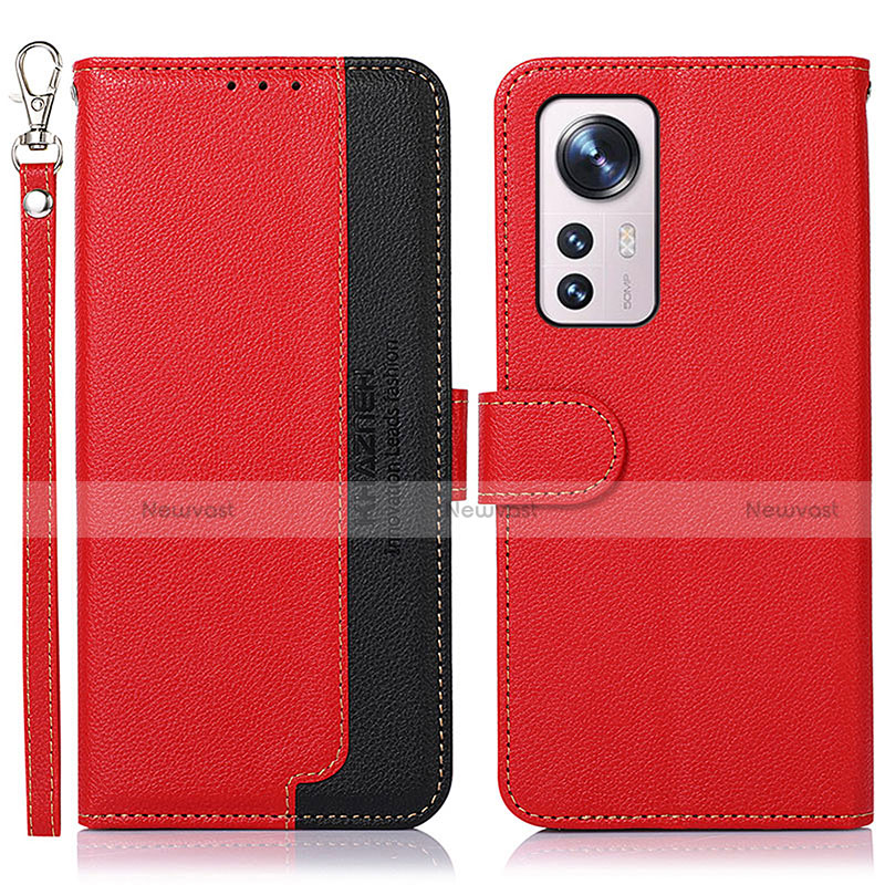 Leather Case Stands Flip Cover Holder A06D for Xiaomi Mi 12 5G Red