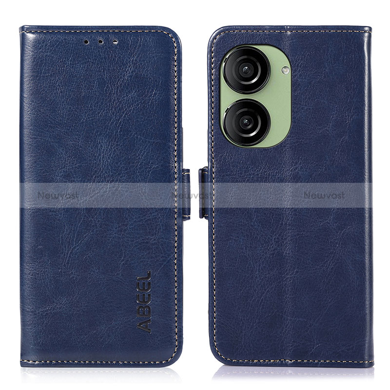 Leather Case Stands Flip Cover Holder A07D for Asus ZenFone 10 Blue