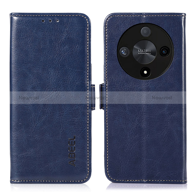 Leather Case Stands Flip Cover Holder A07D for Huawei Honor Magic6 Lite 5G Blue