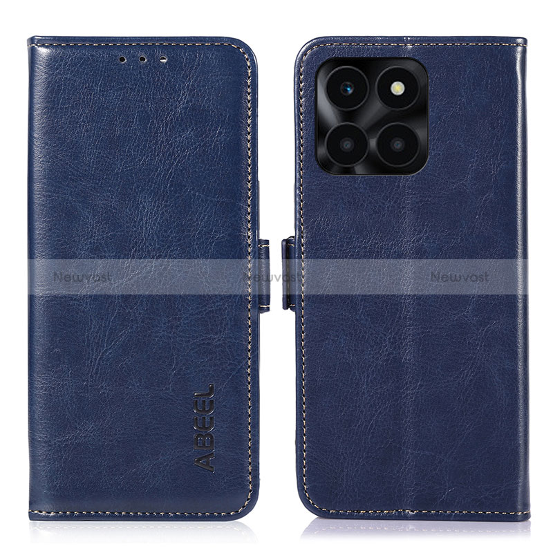 Leather Case Stands Flip Cover Holder A07D for Huawei Honor X8b Blue