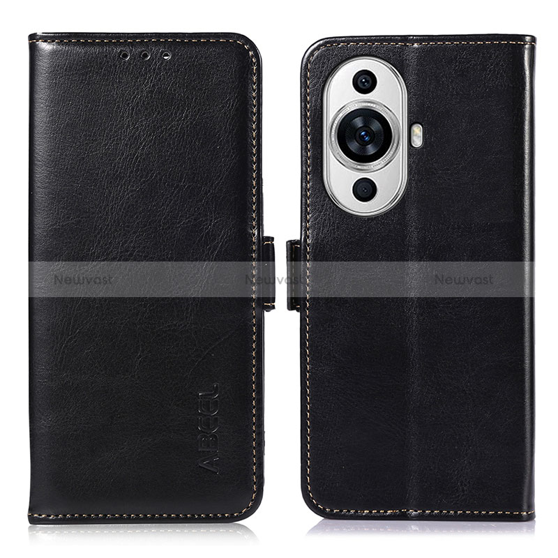 Leather Case Stands Flip Cover Holder A07D for Huawei Nova 11 Black