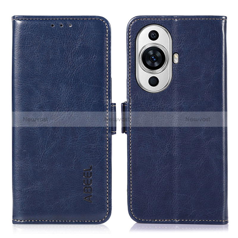 Leather Case Stands Flip Cover Holder A07D for Huawei Nova 11 Ultra Blue