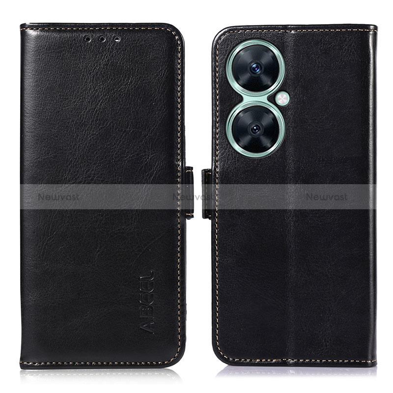 Leather Case Stands Flip Cover Holder A07D for Huawei Nova 11i Black