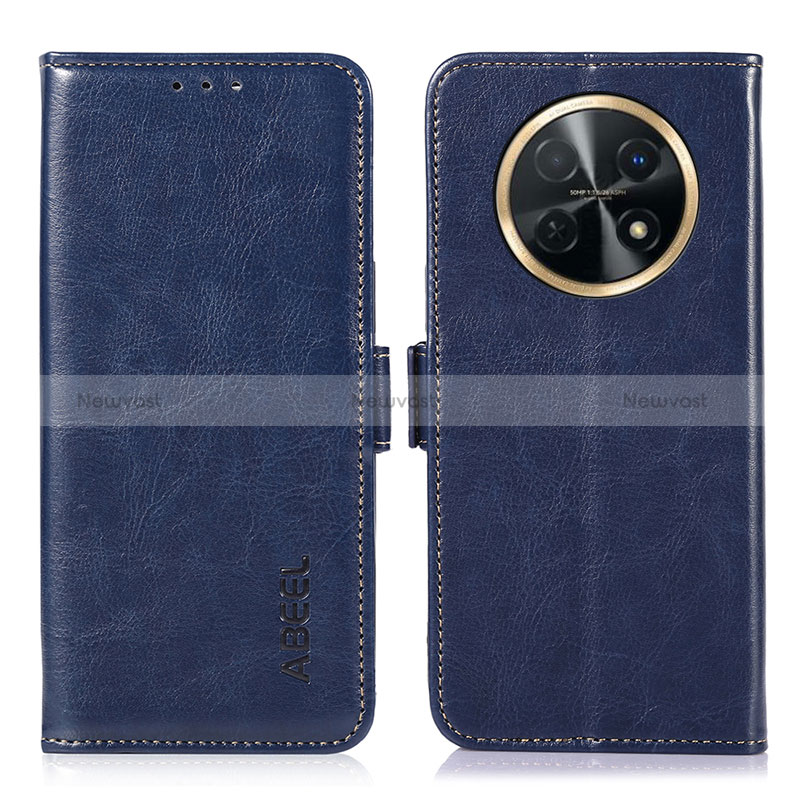 Leather Case Stands Flip Cover Holder A07D for Huawei Nova Y91 Blue