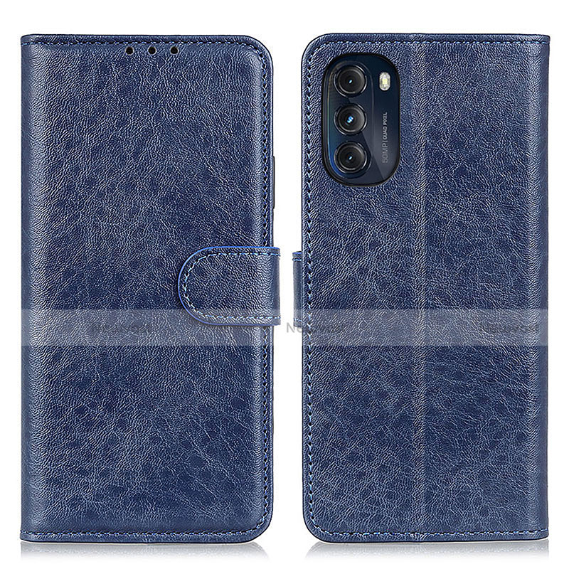 Leather Case Stands Flip Cover Holder A07D for Motorola Moto G 5G (2022) Blue