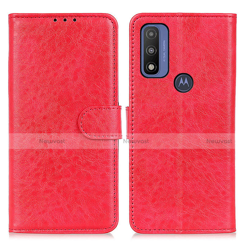 Leather Case Stands Flip Cover Holder A07D for Motorola Moto G Pure Red