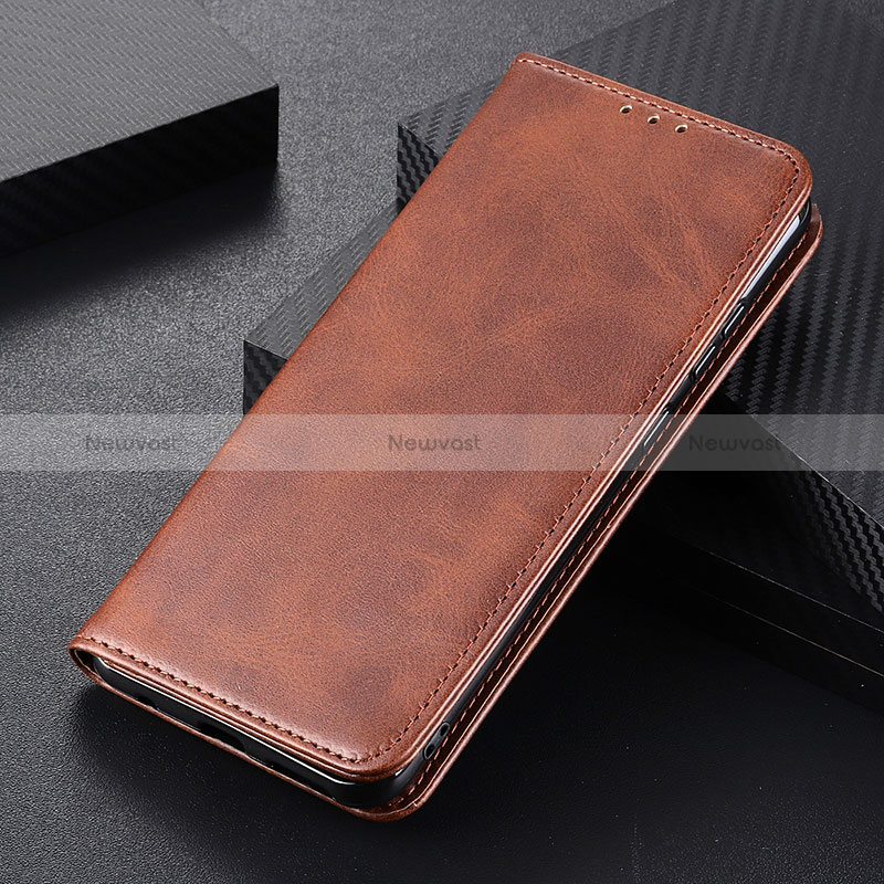 Leather Case Stands Flip Cover Holder A07D for Motorola Moto G14 Brown