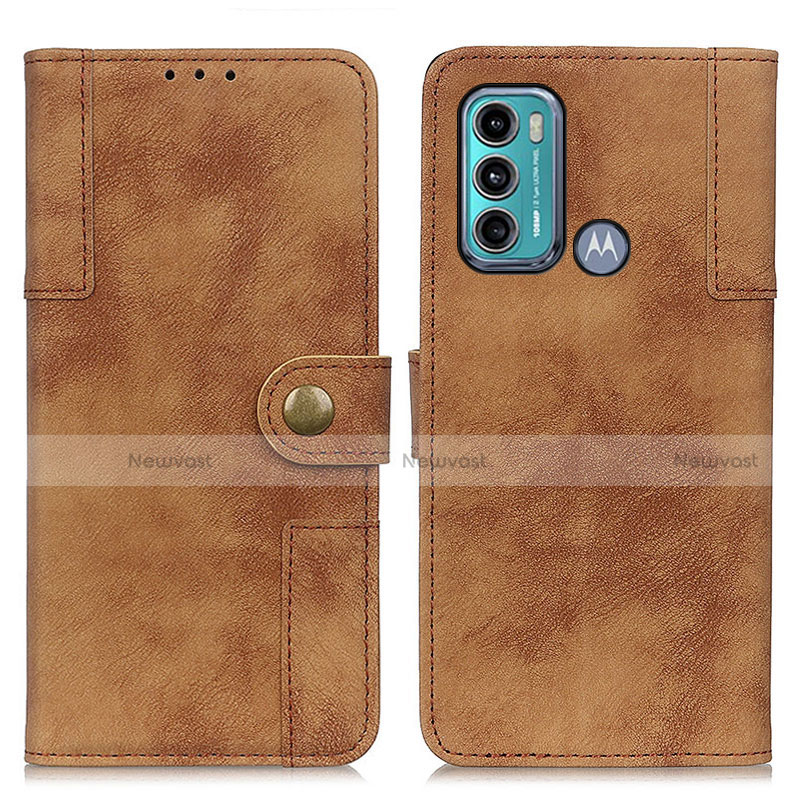 Leather Case Stands Flip Cover Holder A07D for Motorola Moto G40 Fusion Brown