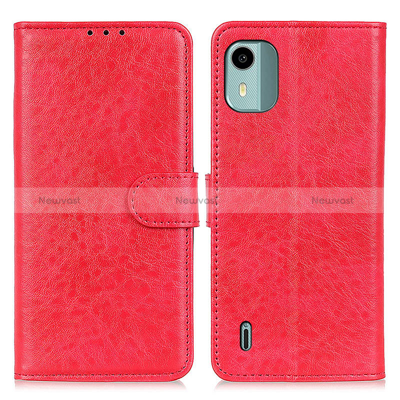 Leather Case Stands Flip Cover Holder A07D for Nokia C12 Plus Red