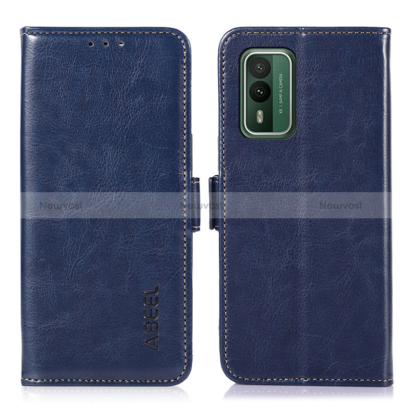 Leather Case Stands Flip Cover Holder A07D for Nokia XR21 Blue