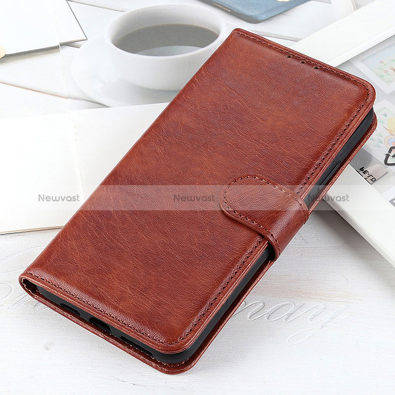 Leather Case Stands Flip Cover Holder A07D for OnePlus 9 5G Brown