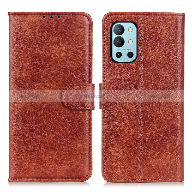 Leather Case Stands Flip Cover Holder A07D for OnePlus 9R 5G Brown