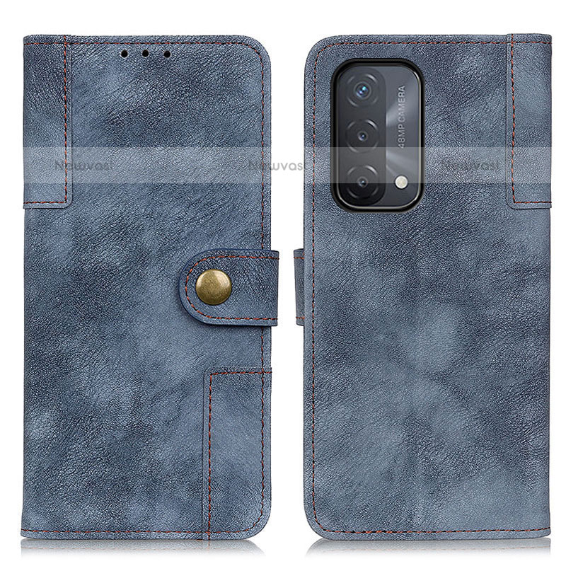 Leather Case Stands Flip Cover Holder A07D for OnePlus Nord N200 5G Blue