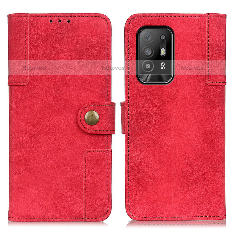 Leather Case Stands Flip Cover Holder A07D for Oppo A94 5G Red