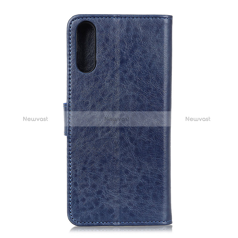 Leather Case Stands Flip Cover Holder A07D for Samsung Galaxy A02 Blue