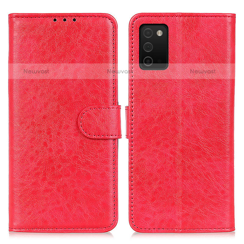 Leather Case Stands Flip Cover Holder A07D for Samsung Galaxy A02s Red