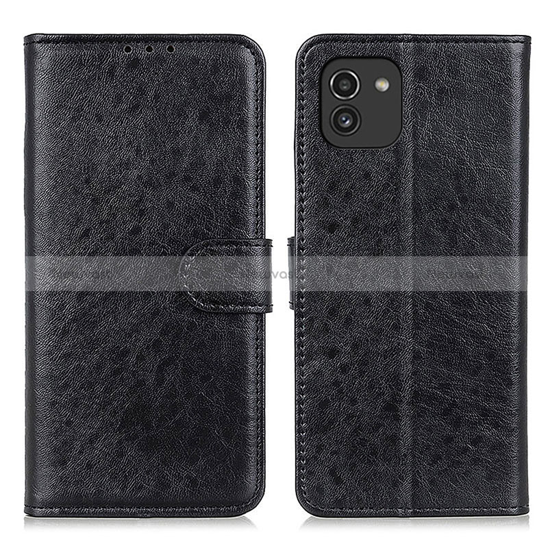 Leather Case Stands Flip Cover Holder A07D for Samsung Galaxy A03 Black