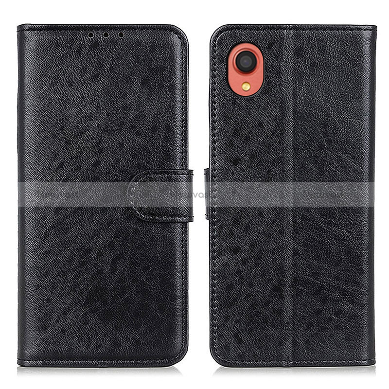 Leather Case Stands Flip Cover Holder A07D for Samsung Galaxy A22 5G SC-56B Black
