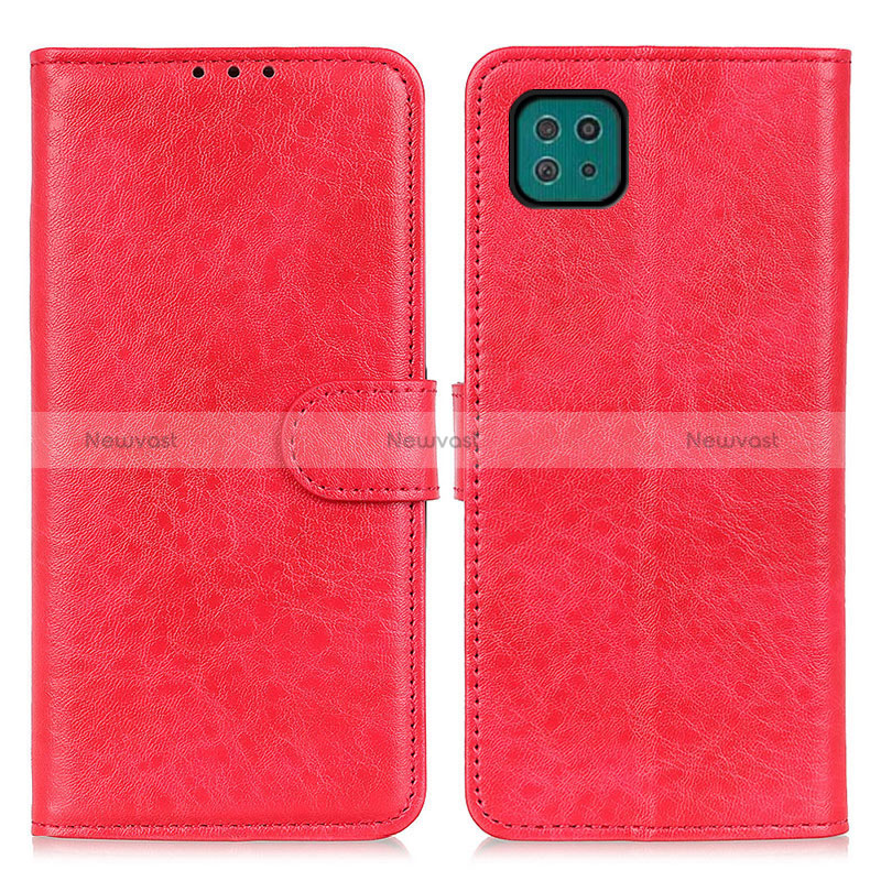 Leather Case Stands Flip Cover Holder A07D for Samsung Galaxy A22s 5G Red