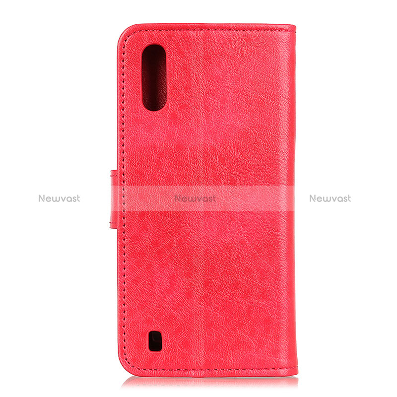 Leather Case Stands Flip Cover Holder A07D for Samsung Galaxy M01 Red
