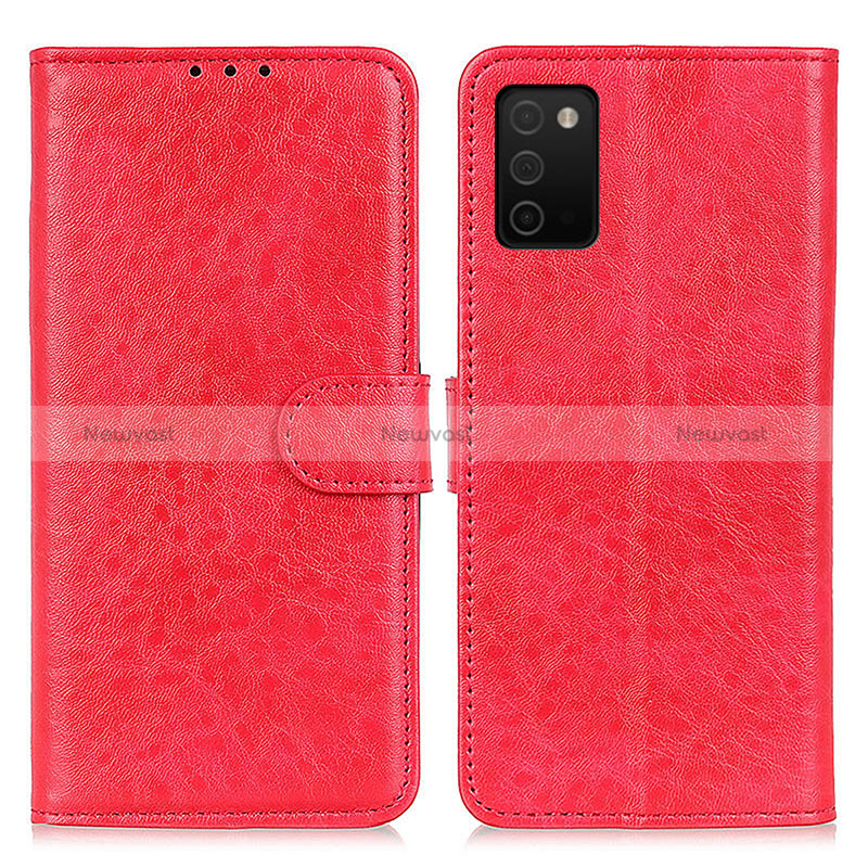 Leather Case Stands Flip Cover Holder A07D for Samsung Galaxy M02s Red