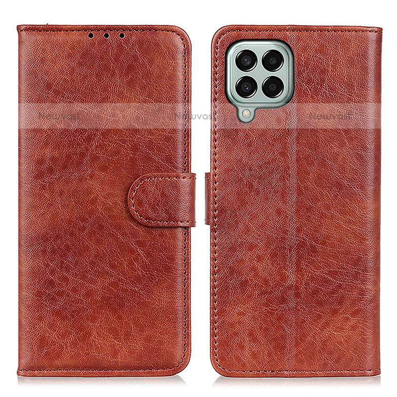 Leather Case Stands Flip Cover Holder A07D for Samsung Galaxy M33 5G Brown