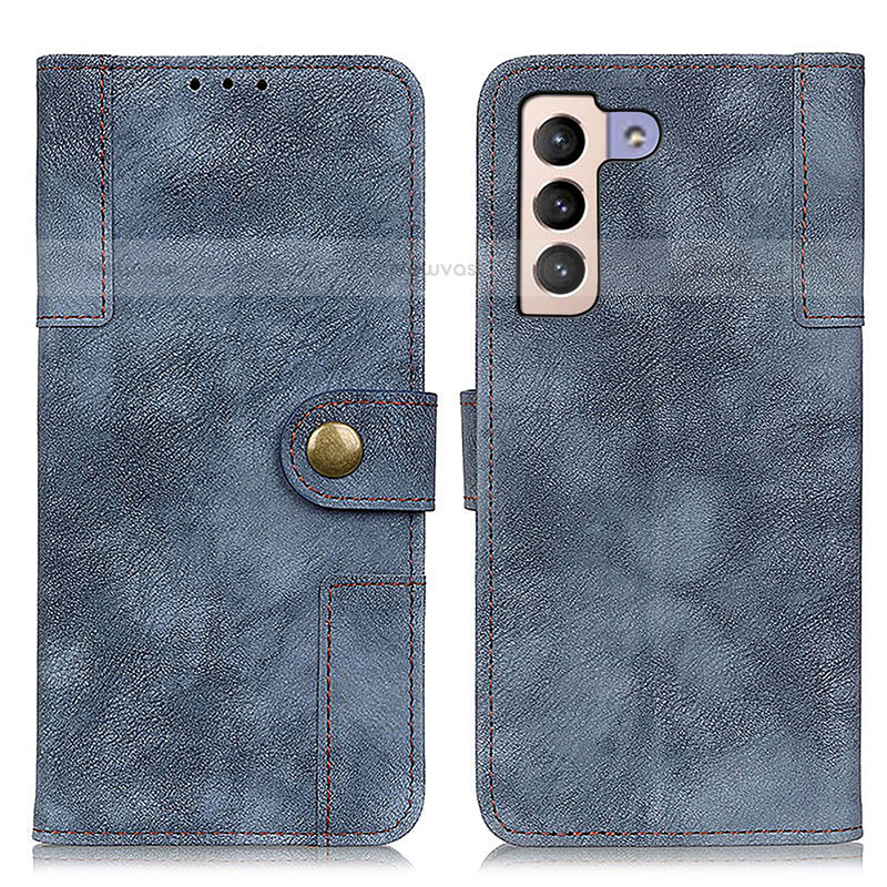 Leather Case Stands Flip Cover Holder A07D for Samsung Galaxy S21 Plus 5G Blue