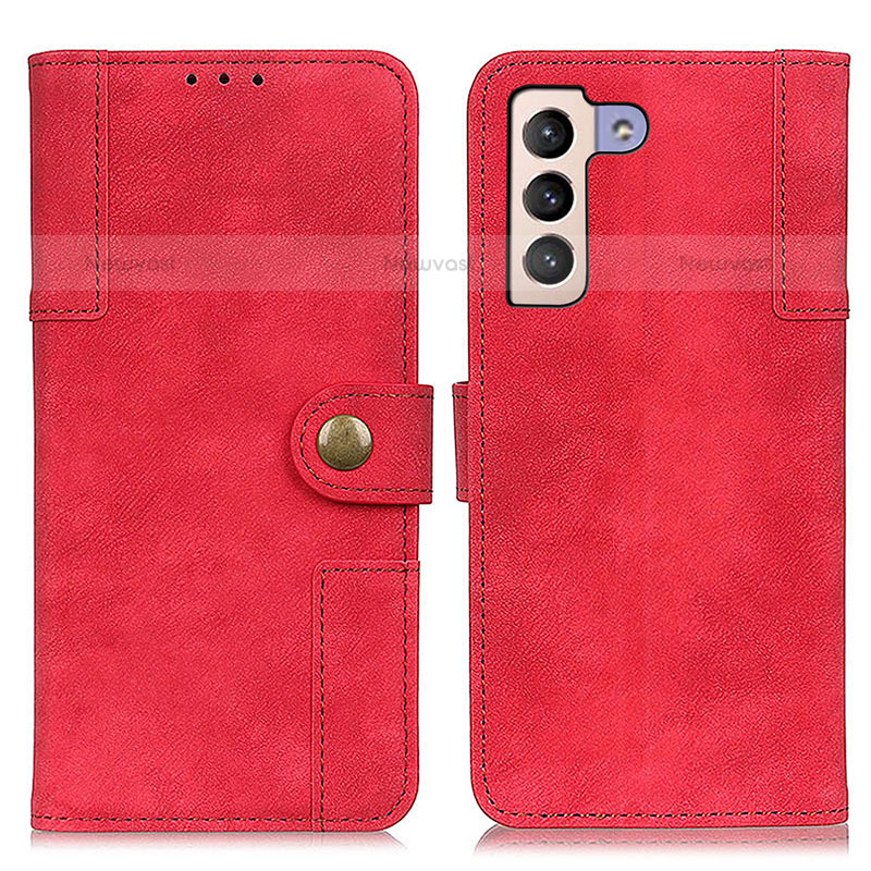 Leather Case Stands Flip Cover Holder A07D for Samsung Galaxy S21 Plus 5G Red