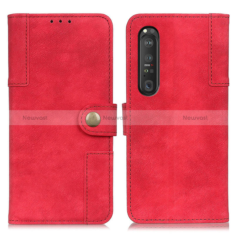 Leather Case Stands Flip Cover Holder A07D for Sony Xperia 1 III Red