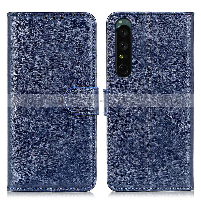 Leather Case Stands Flip Cover Holder A07D for Sony Xperia 1 V Blue