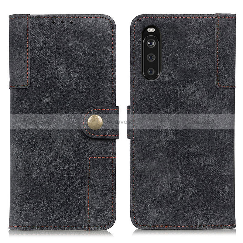 Leather Case Stands Flip Cover Holder A07D for Sony Xperia 10 III Black