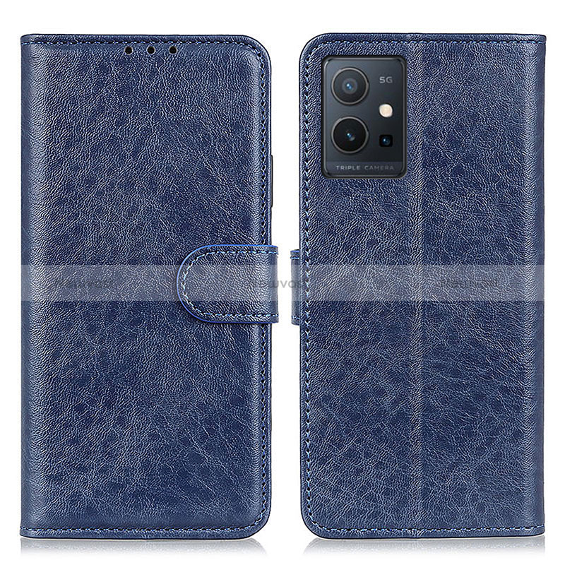 Leather Case Stands Flip Cover Holder A07D for Vivo iQOO Z6 5G Blue