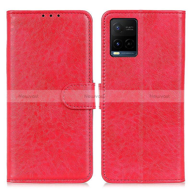 Leather Case Stands Flip Cover Holder A07D for Vivo Y21s Red